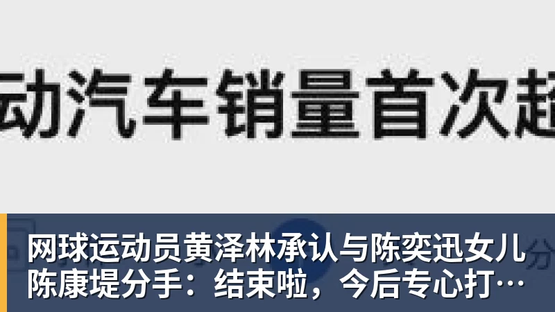 网球运动员黄泽林承认与陈奕迅女儿陈康堤分手：结束啦，今后专心打球，“离陈奕迅越来越远了”